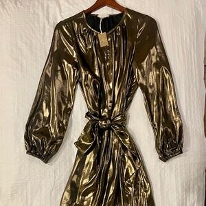 Ann Mashburn Aba Maxi Dress Gold Lame XS